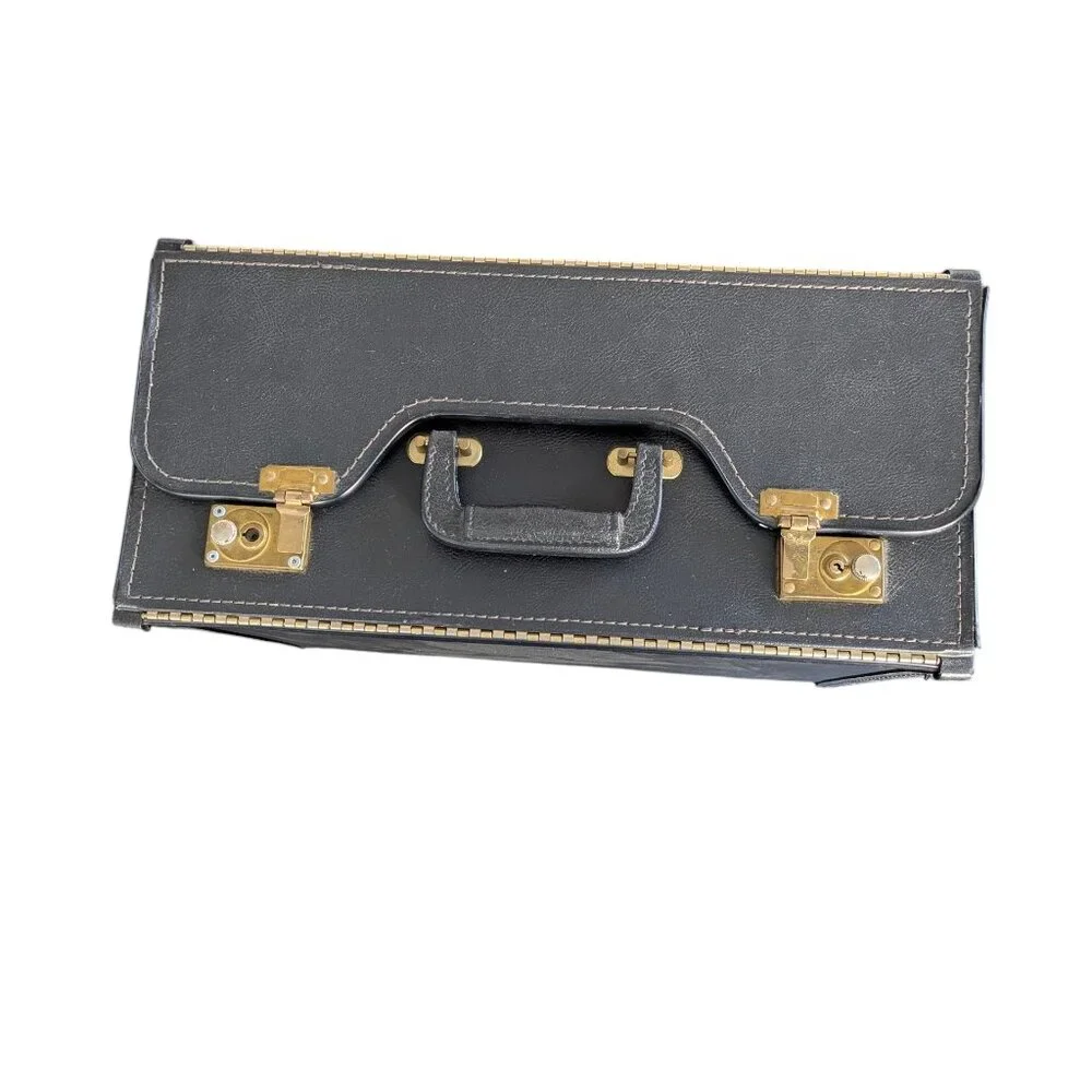 Vintage Faux Leather Banker's Box - Double Hinged Briefcase